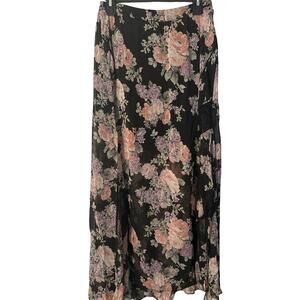 ASTR Black Floral Skirt with Lining (L)